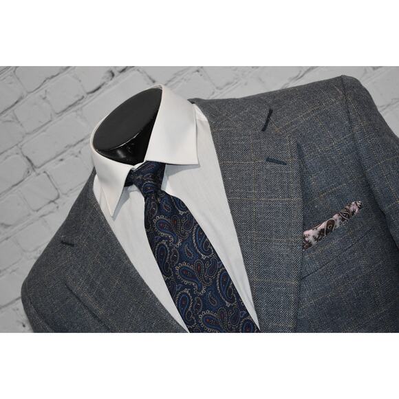 Jos A Bank Blazer Sportscoat Mens Size 42 Short 2Btn Silk Wool Linen Blue - Picture 12 of 12